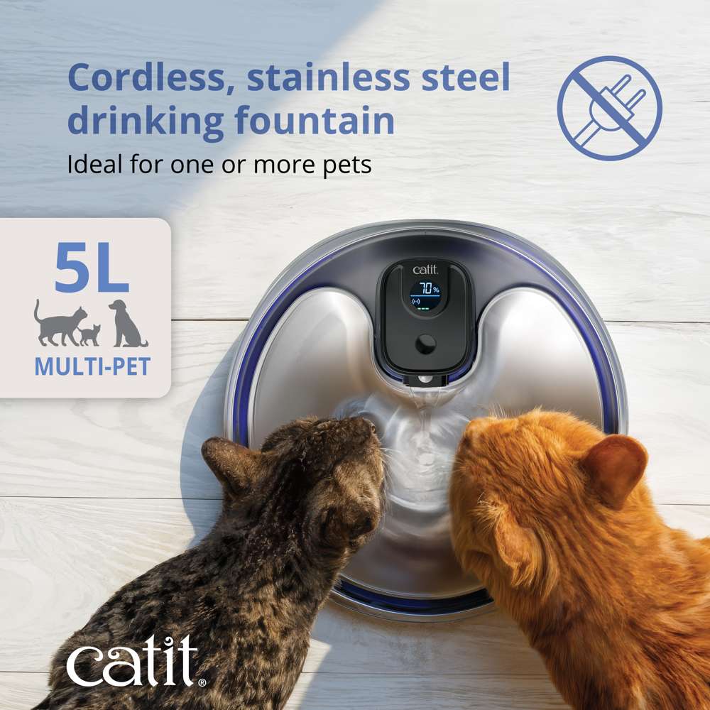 Catit PIXI Cordless XL Stainless Steel Water Drinking Fountain - Image 2