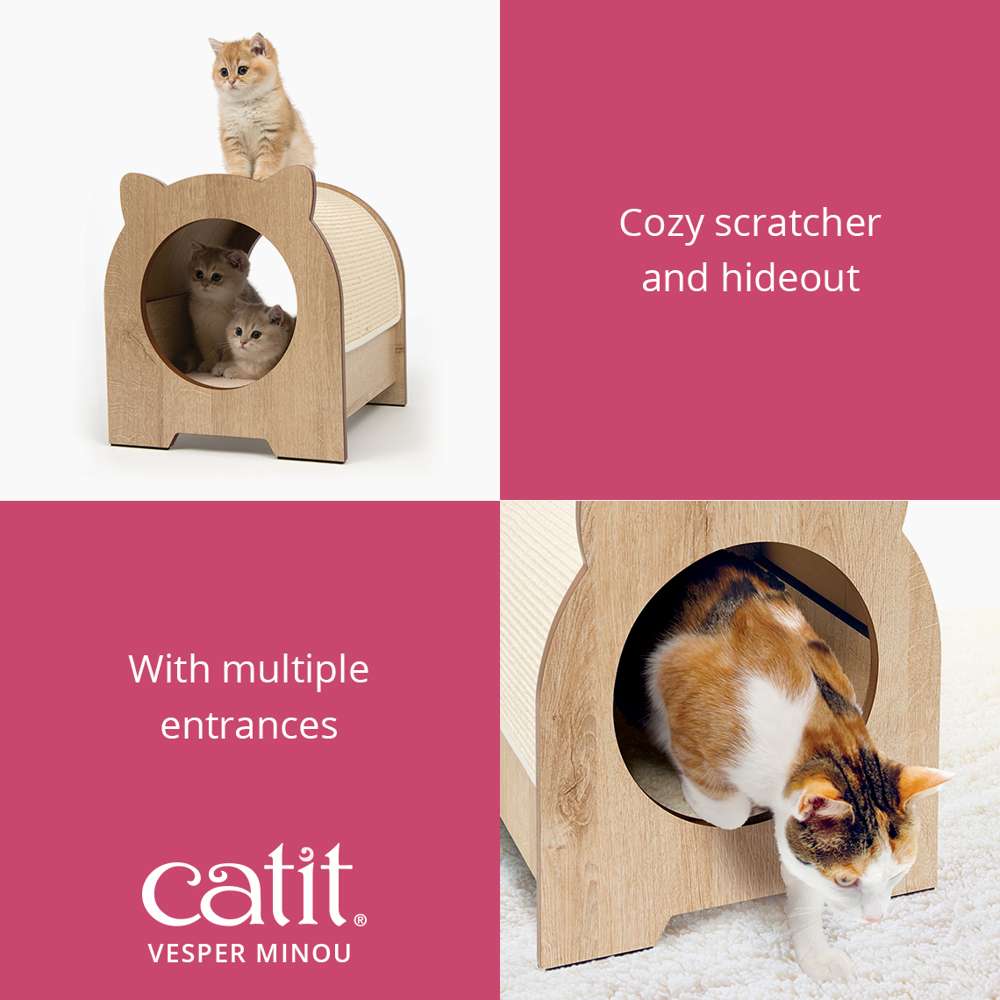 Catit Vesper Minou Cat Hideaway and Scratcher - Image 2